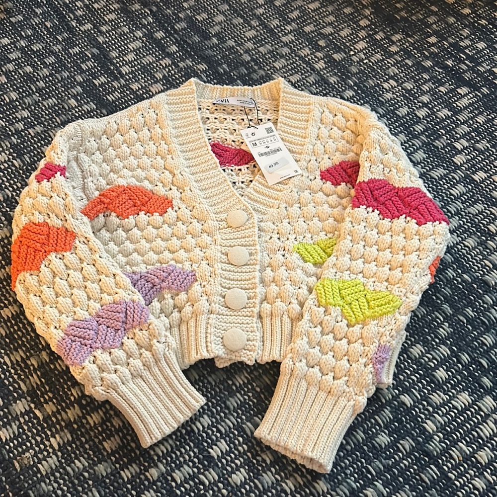 NWT Zara colorblock knit cardigan, size medium